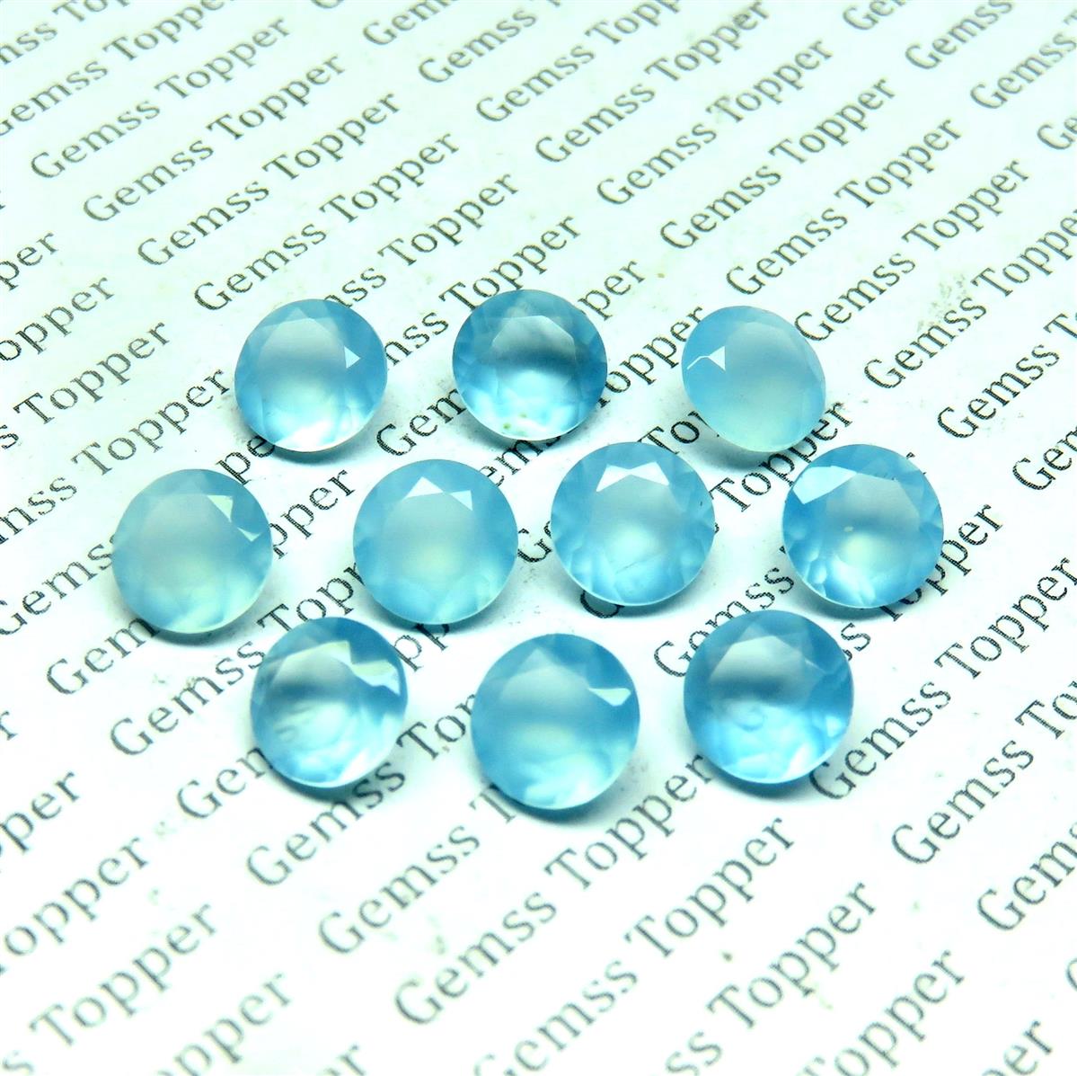 Blue Topaz  Chalcedony 10x10 mm Round Faceted